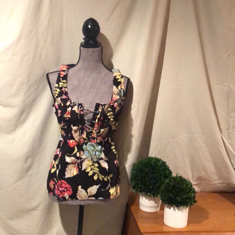 Floral Tank with tie waist